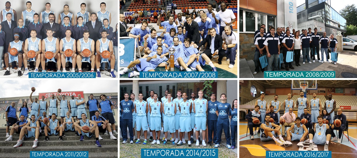 Plantillas del Club Baloncesto Breogán de seis temporadas entre 2005 y 2017